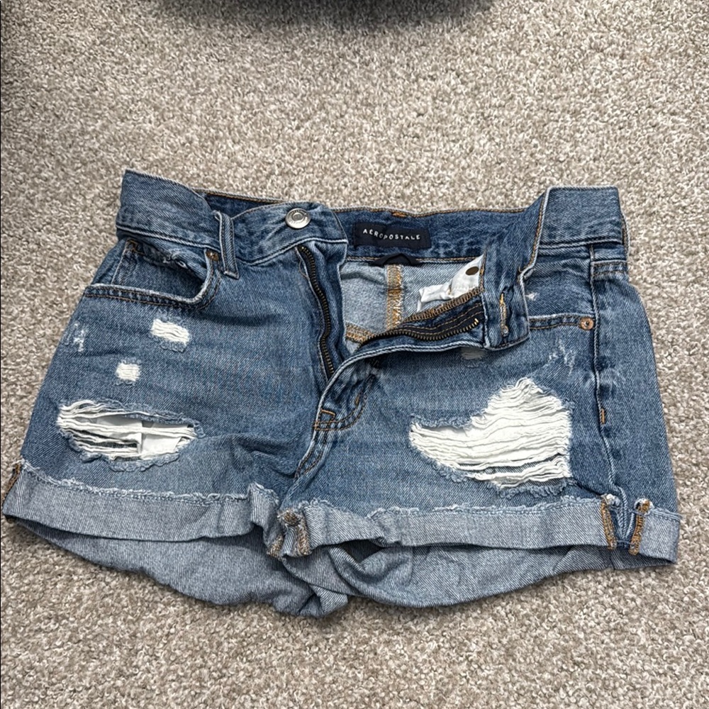 Aeropostale Blue Jean Shorts Distressed Cut-Offs